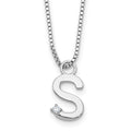 SS RH Plated White Ice .03 Diamond Initial S w/2in ext. Necklace