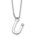 SS RH Plated White Ice .03 Diamond Initial U w/2in ext. Necklace