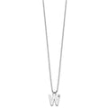 SS RH Plated White Ice .03 Diamond Initial W w/2in ext. Necklace