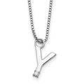SS RH Plated White Ice .03 Diamond Initial Y w/2in ext. Necklace