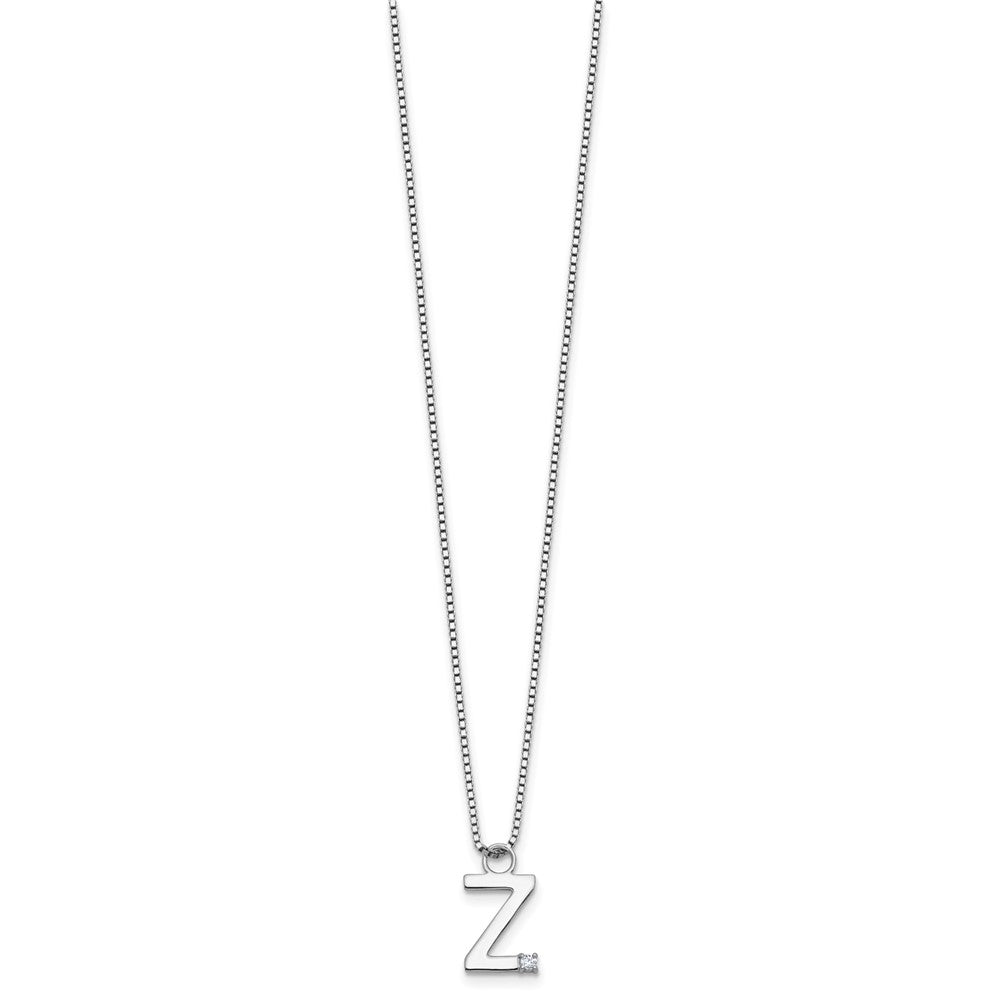 SS RH Plated White Ice .03 Diamond Initial Z w/2in ext. Necklace