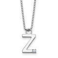 SS RH Plated White Ice .03 Diamond Initial Z w/2in ext. Necklace