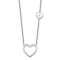 Sterling Silver RH Plated White Ice .03 Diamond Hearts Necklace