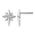 Sterling Silver RH Plated White Ice .05 Diamond Star Post Earrings