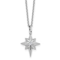 SS RH Plated White Ice .05 Diamond Star w/2in ext Necklace