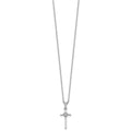 SS RH Plated White Ice .05 Dia Cross Heart w/2in ext. Necklace