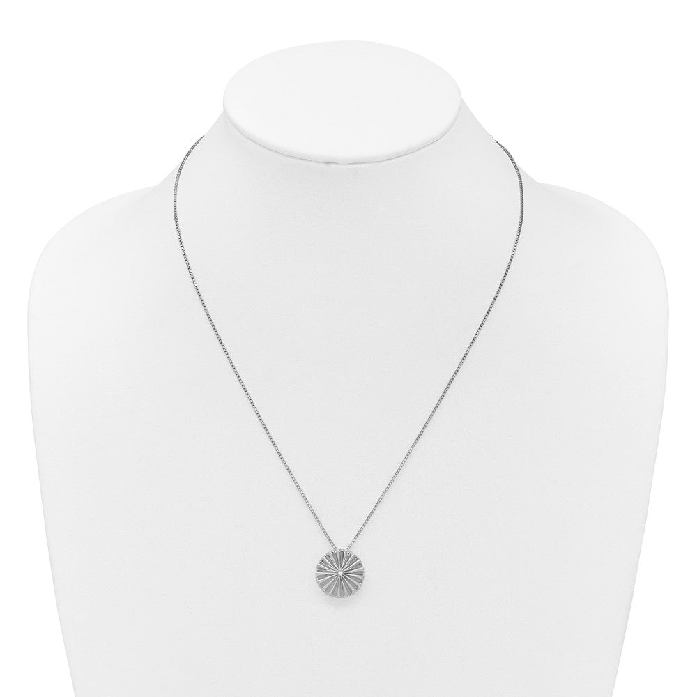 SS RH Plated White Ice .02 Dia Fanned Circle w/2in ext. Necklace