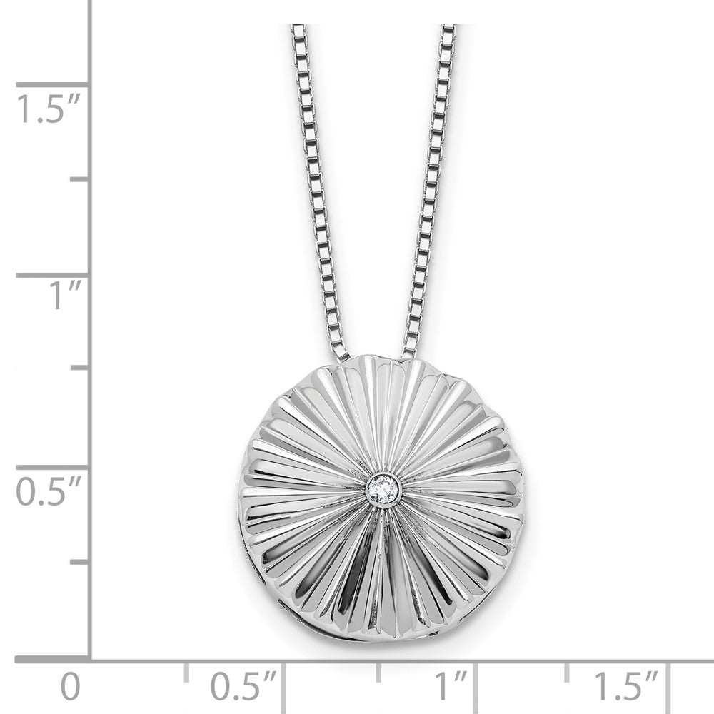 SS RH Plated White Ice .02 Dia Fanned Circle w/2in ext. Necklace
