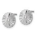 Sterling Silver RH Pltd White Ice .02 Dia Fanned Circle Post Earrings
