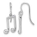 SS RH Plated White Ice .08 Diamond Music Note Dangle Earrings