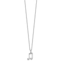 SS RH Plated White Ice .05 Dia Music Note w/2in ext. Necklace