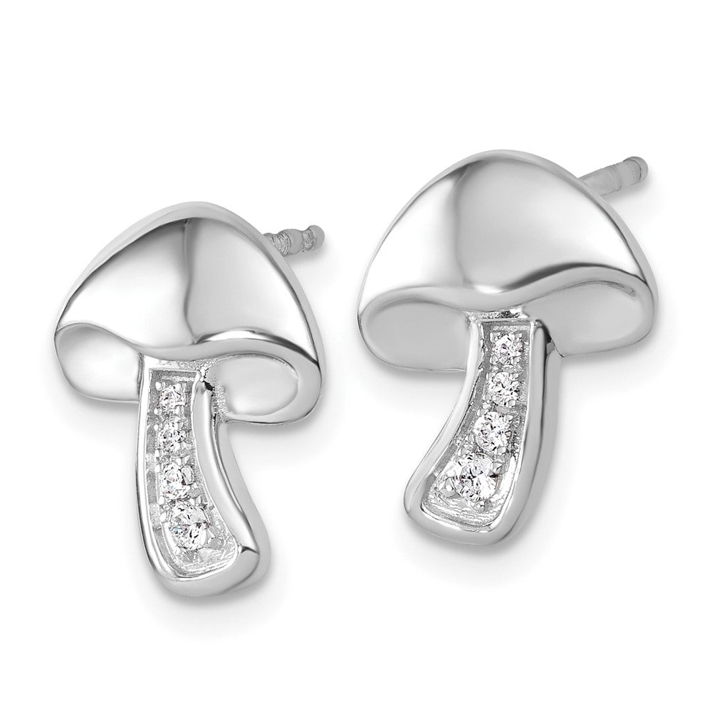 SS RH Plated White Ice .08 Diamond Mushroom Post Earrings
