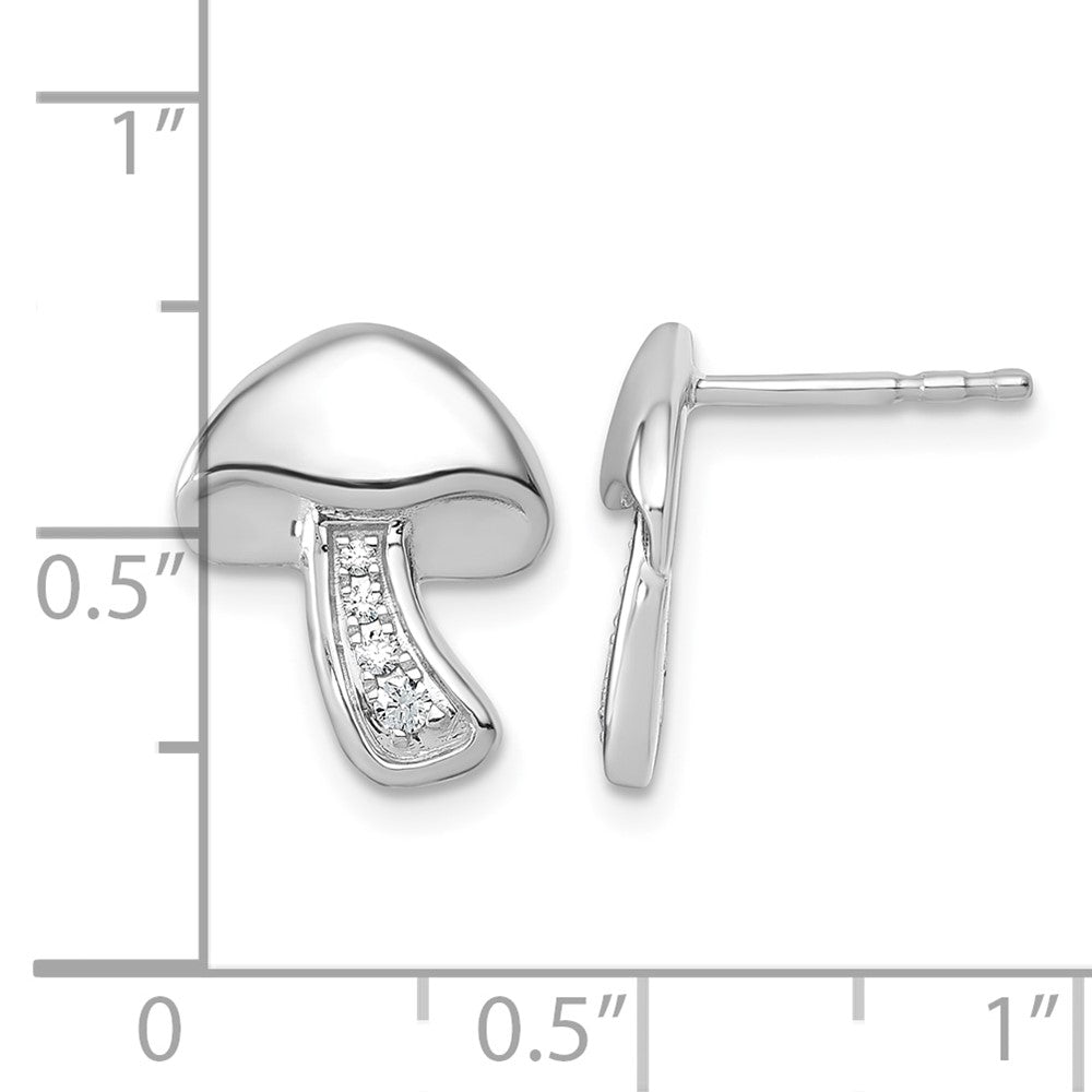SS RH Plated White Ice .08 Diamond Mushroom Post Earrings