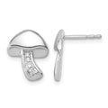 SS RH Plated White Ice .08 Diamond Mushroom Post Earrings