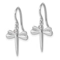 Sterling Silver RH Plated White Ice .05 Dia Dragonfly Dangle Earrings