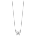 Sterling Silver RH Plated White Ice .05 Diamond Butterfly Necklace