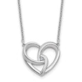 Sterling Silver RH Plated White Ice .01 Dia Fancy Heart Necklace