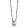 Sterling Silver RH Pltd White Ice .05 Dia Twisted Teardrop Necklace