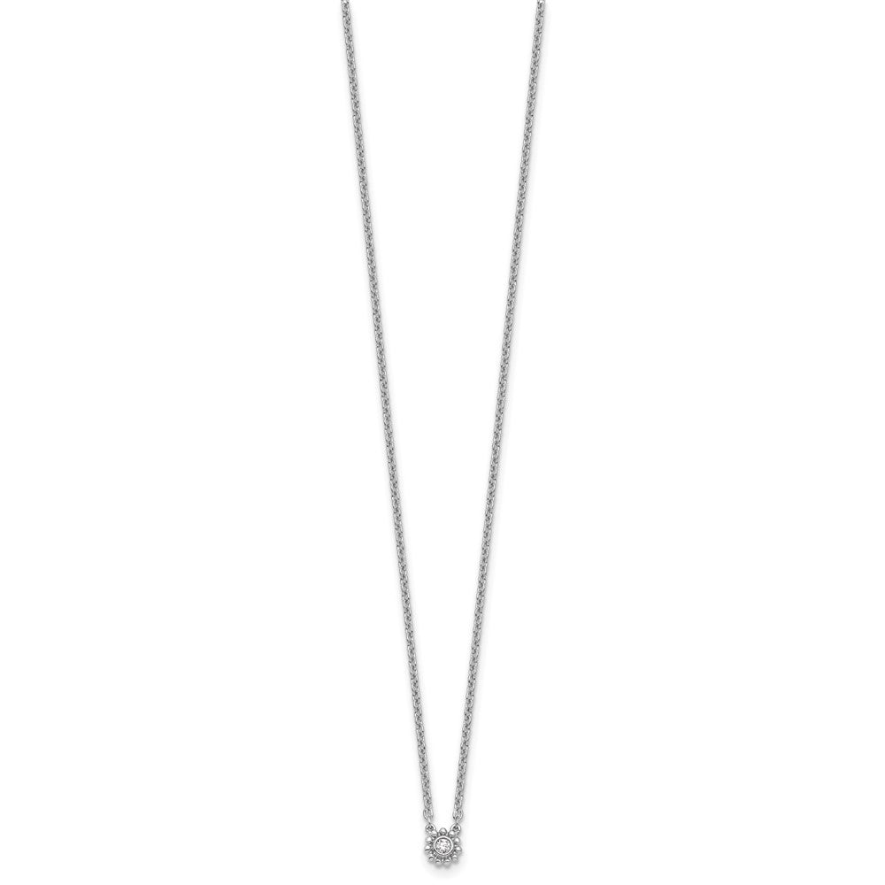 Sterling Silver RH Plated White Ice .05 Dia Beaded Circle Necklace
