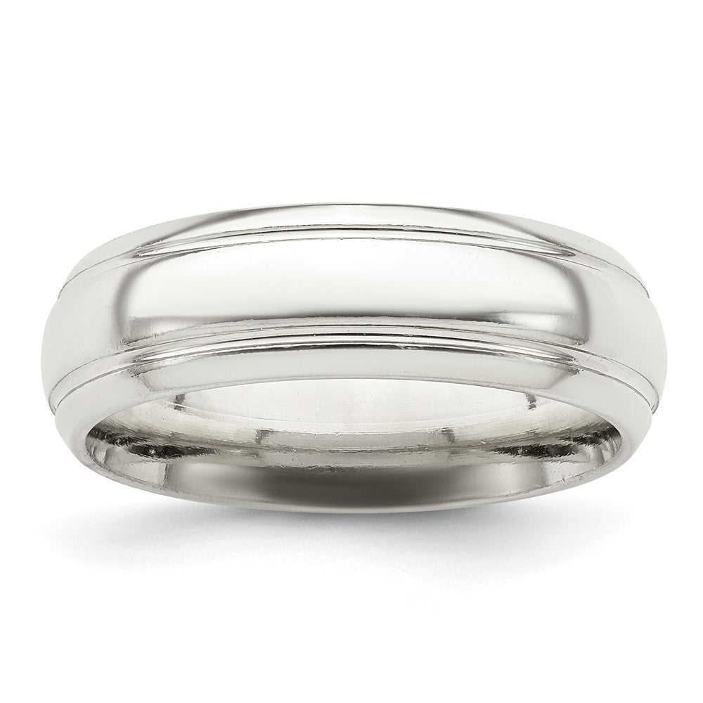 Sterling Silver 6mm Polished Grooved Band