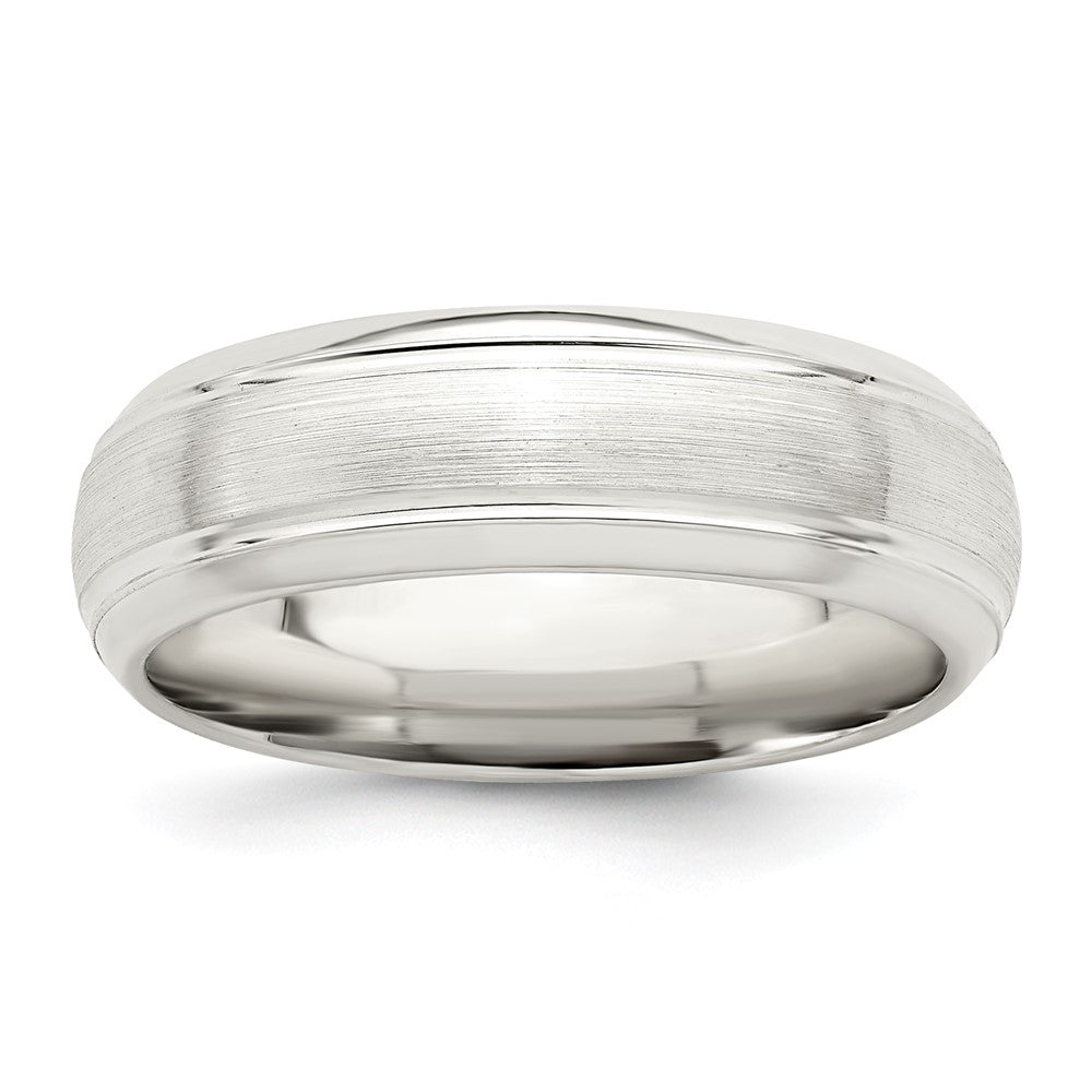 Sterling Silver 6mm Brushed Grooved Band