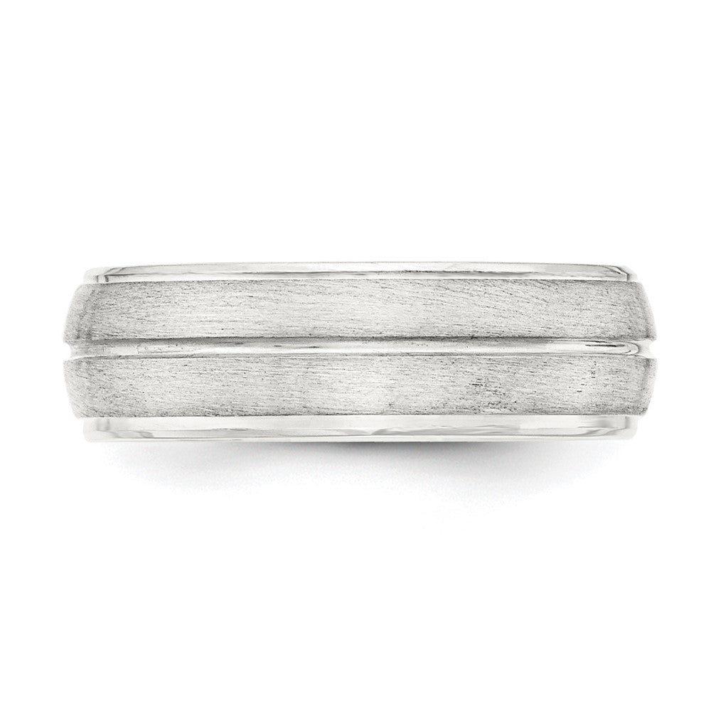Sterling Silver 7mm Brushed Fancy Band
