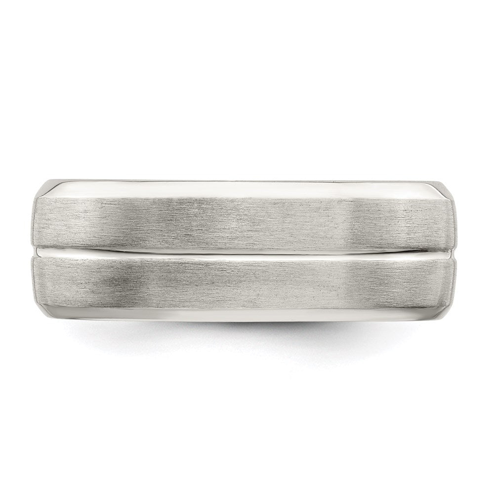 Sterling Silver 7mm Brushed Fancy Band
