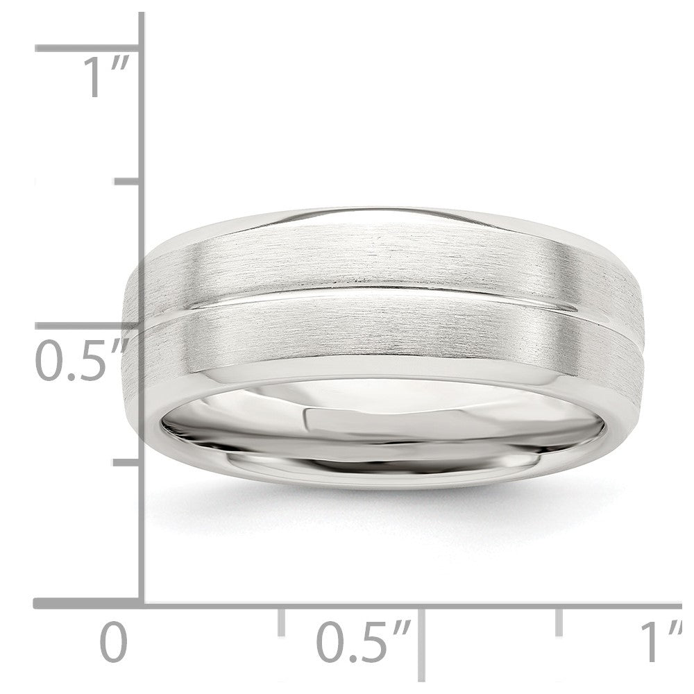 Sterling Silver 7mm Brushed Fancy Band