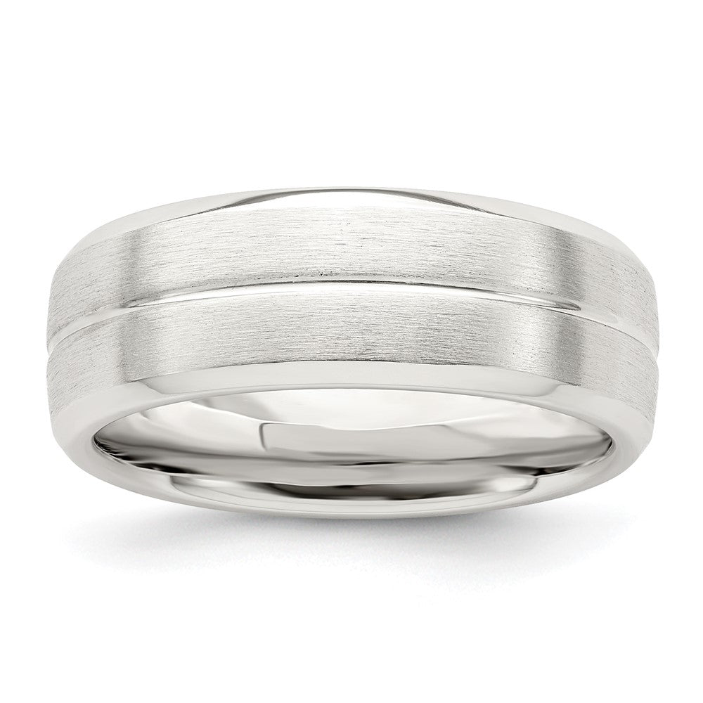 Sterling Silver 7mm Brushed Fancy Band