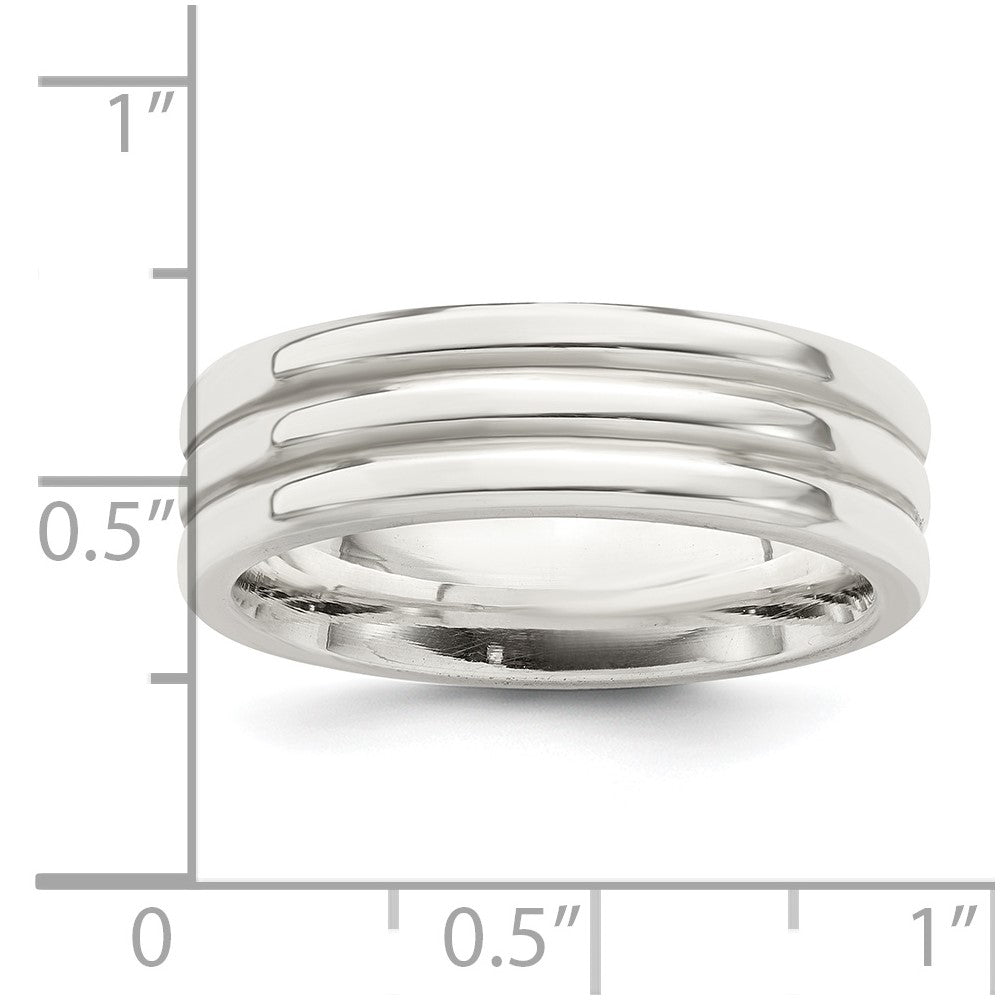 Sterling Silver 6mm Polished Fancy Band