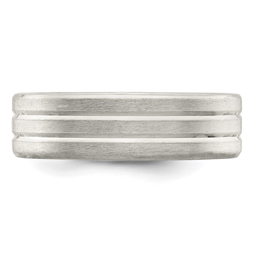 Sterling Silver 6mm Brushed Fancy Band
