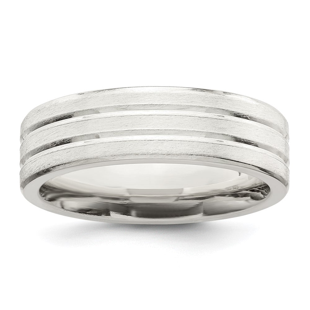 Sterling Silver 6mm Brushed Fancy Band