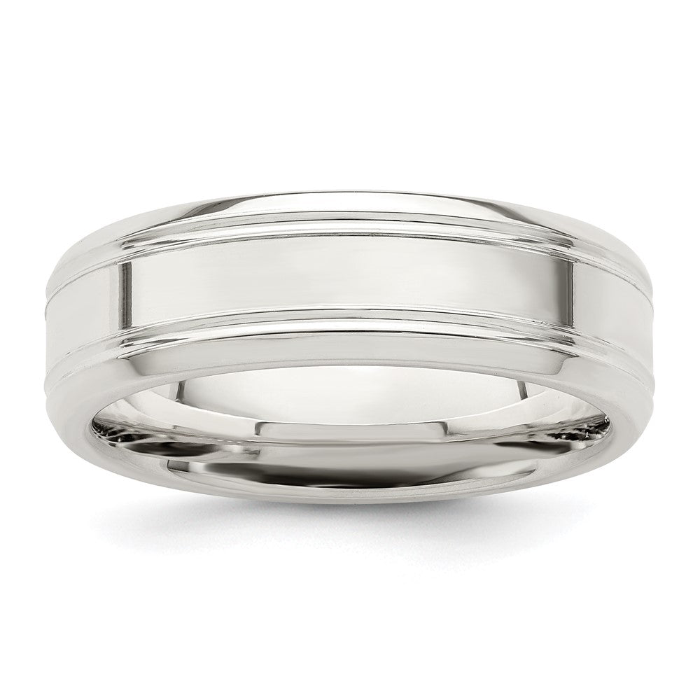 Sterling Silver 6mm Polished Grooved Band