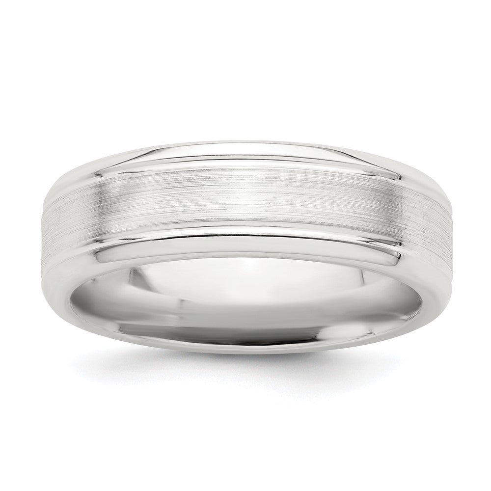 Sterling Silver 6mm Brushed Grooved Band