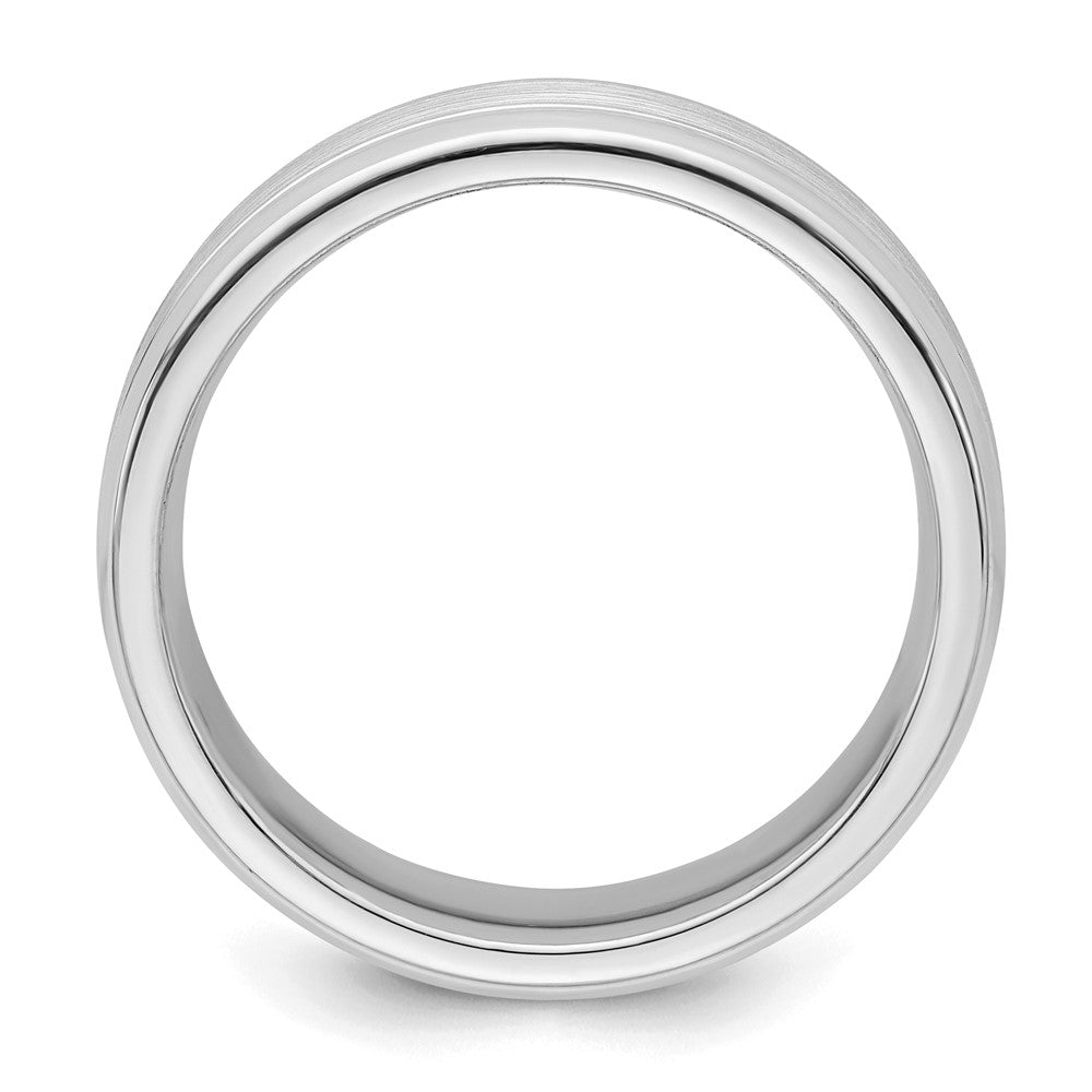 Sterling Silver Rhodium-plated 6mm Brushed Grooved Band