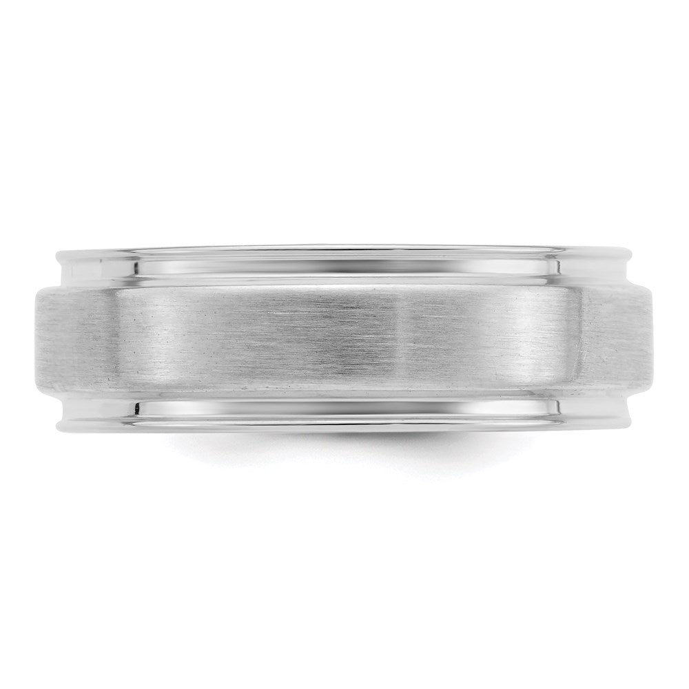 Sterling Silver Rhodium-plated 6mm Brushed Grooved Band