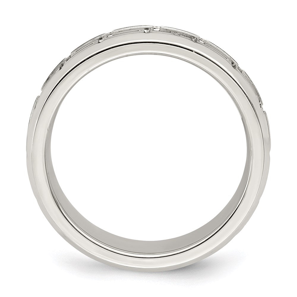 Sterling Silver 6mm Polished Greek Key Flat Band