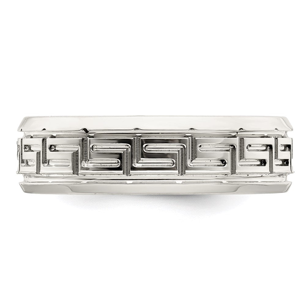Sterling Silver 6mm Polished Greek Key Flat Band