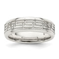 Sterling Silver 6mm Polished Greek Key Flat Band