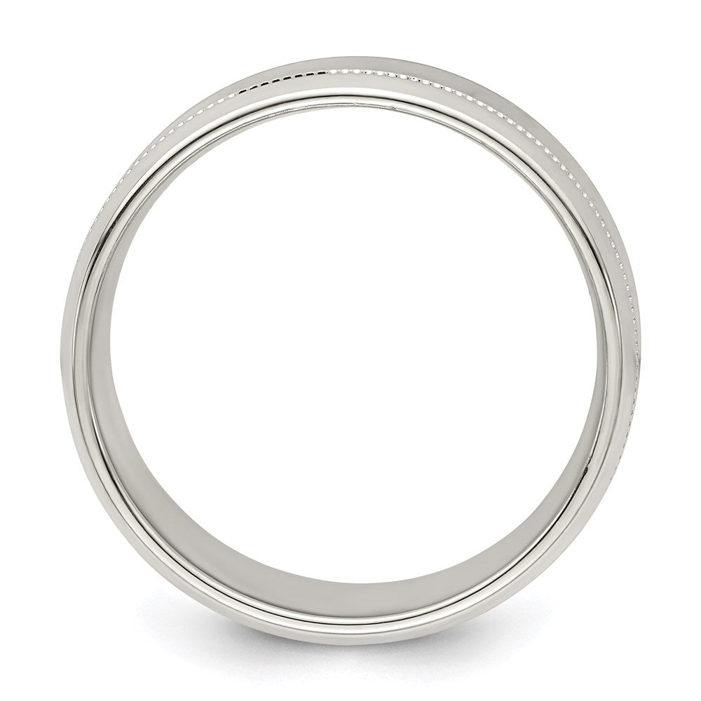 Sterling Silver 8mm Polished Milgrain Band