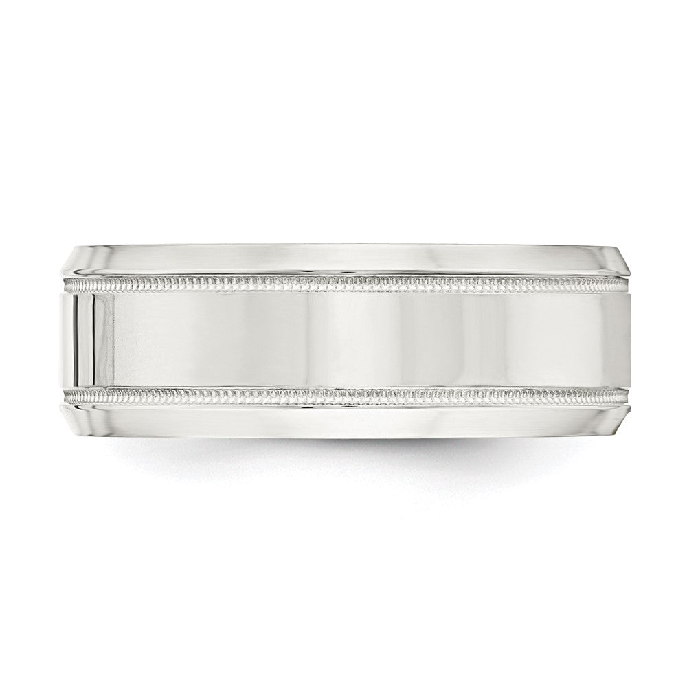 Sterling Silver 8mm Polished Milgrain Band