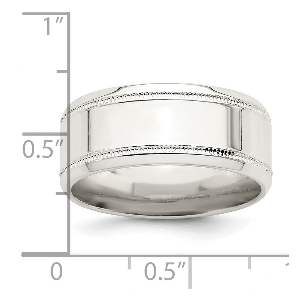 Sterling Silver 8mm Polished Milgrain Band