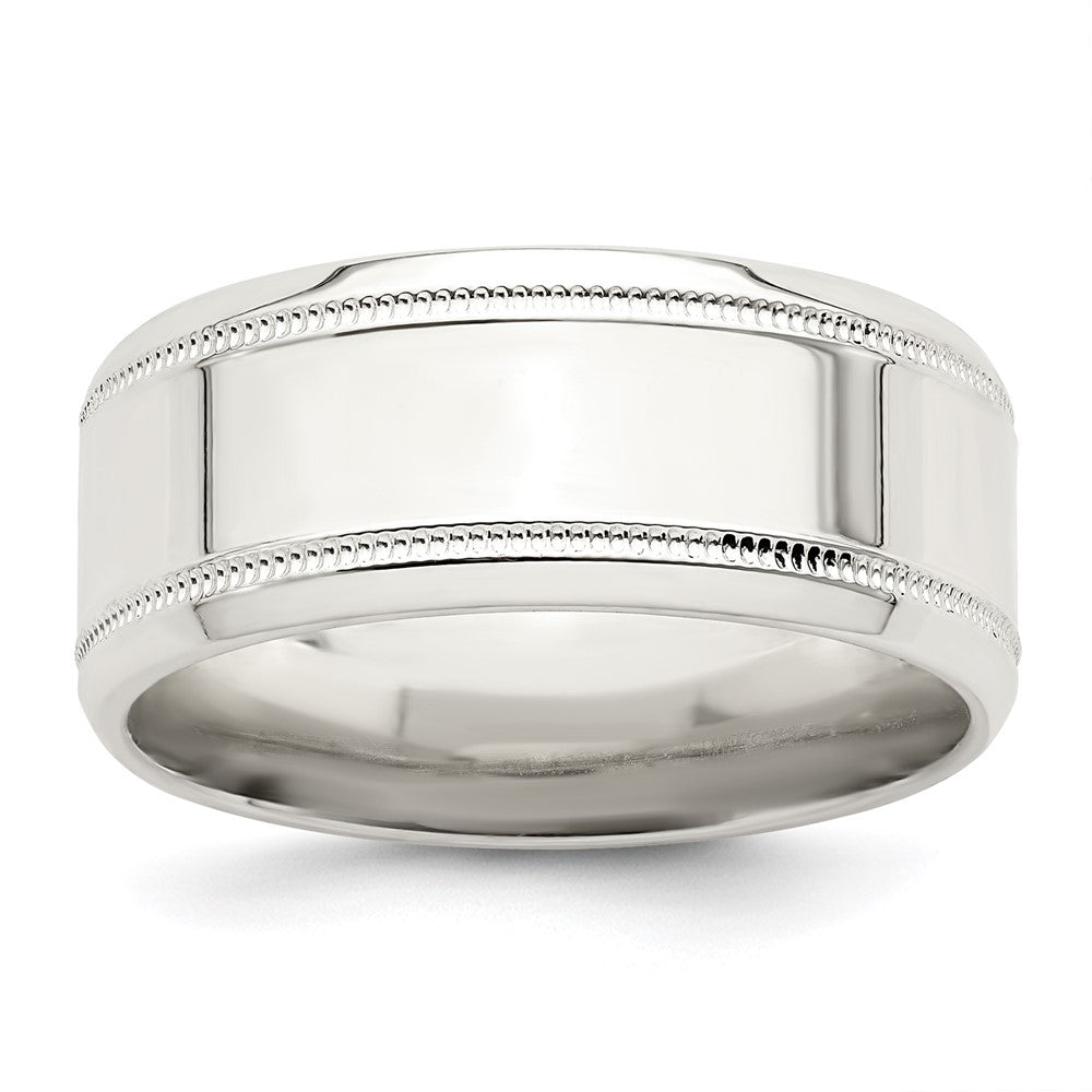 Sterling Silver 8mm Polished Milgrain Band