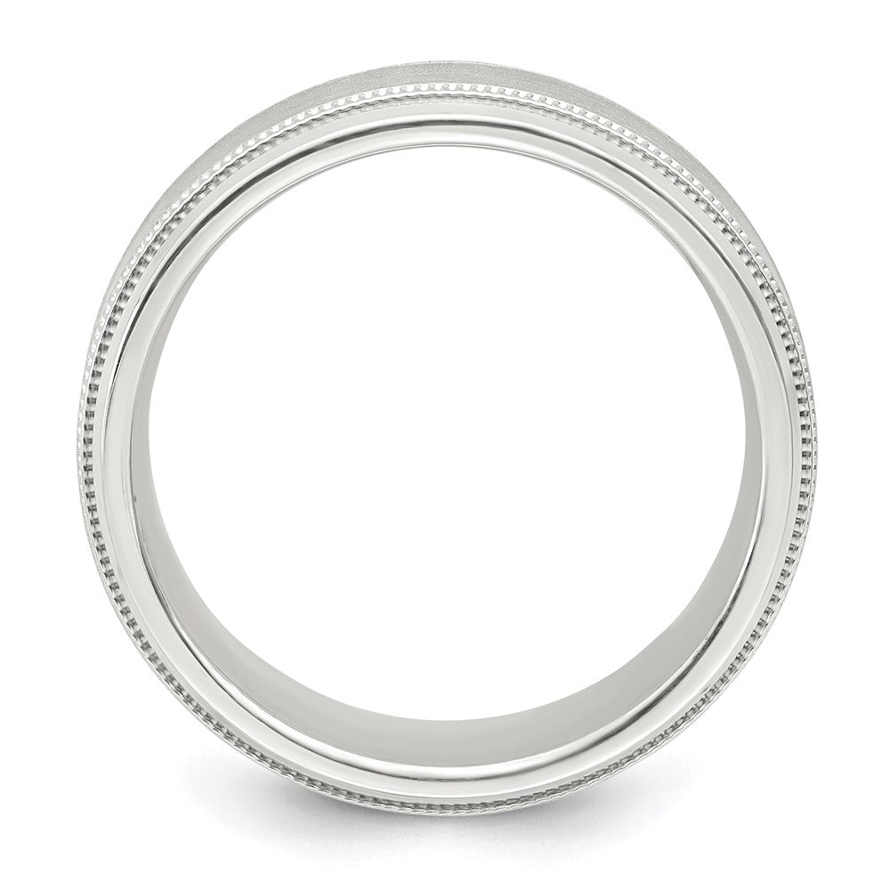 Sterling Silver 8mm Brushed Milgrain Band