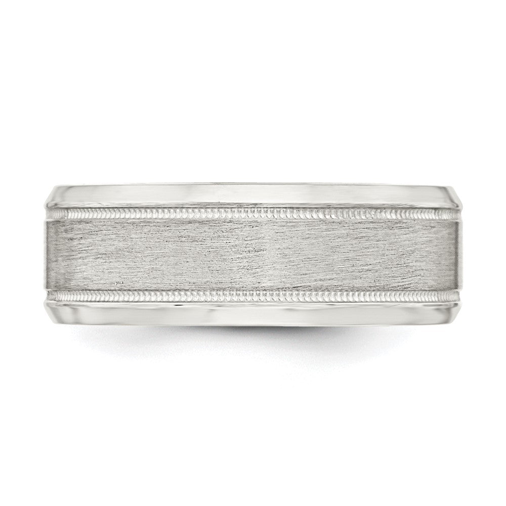Sterling Silver 8mm Brushed Milgrain Band