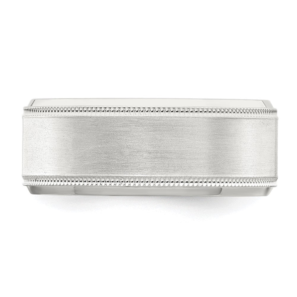 Sterling Silver 8mm Brushed Milgrain Band