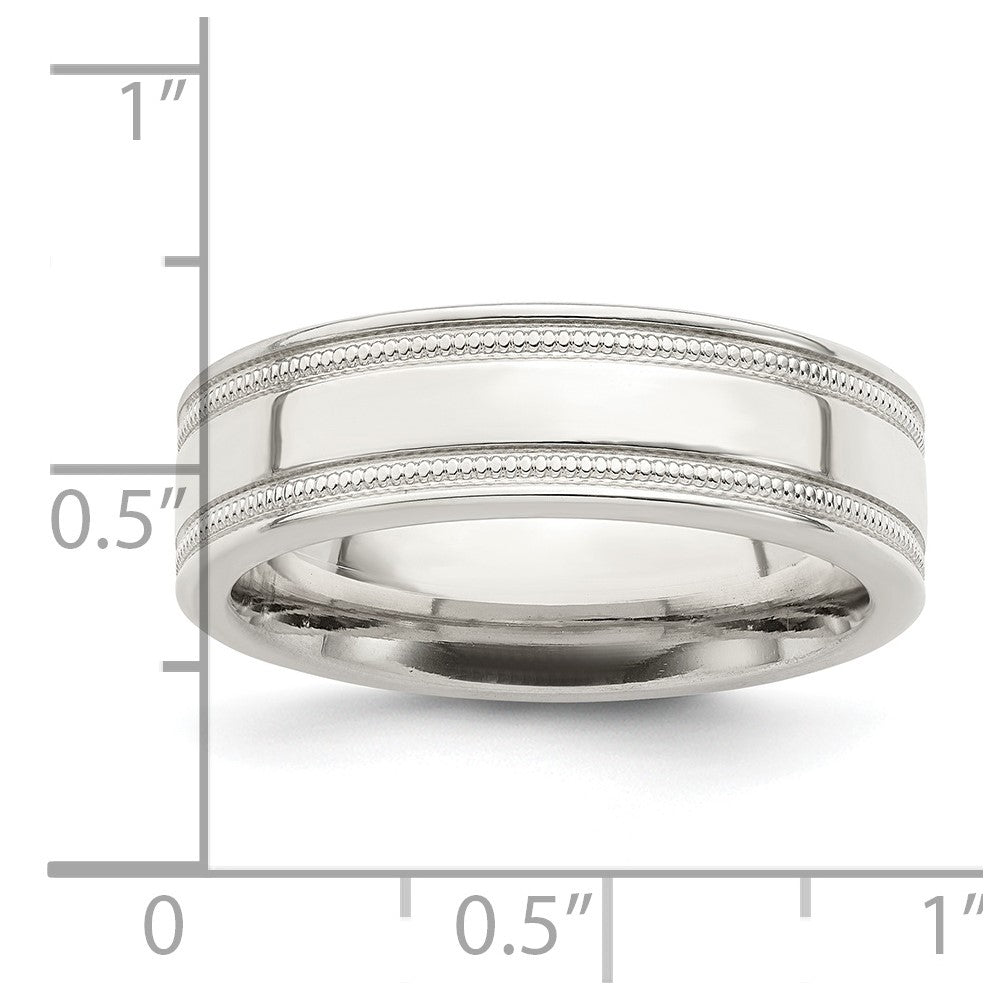 Sterling Silver 6mm Polished Grooved Band