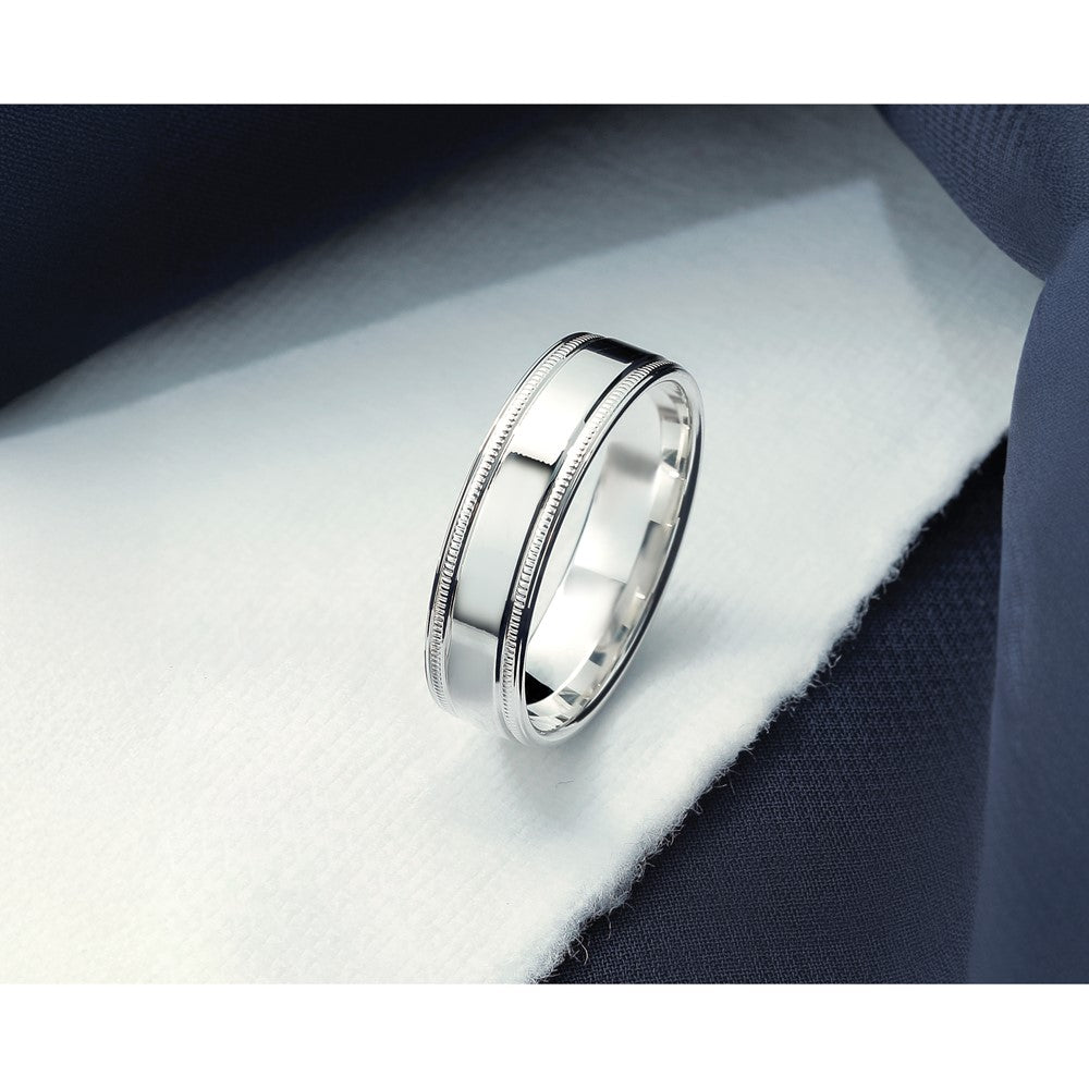 Sterling Silver 6mm Polished Grooved Band