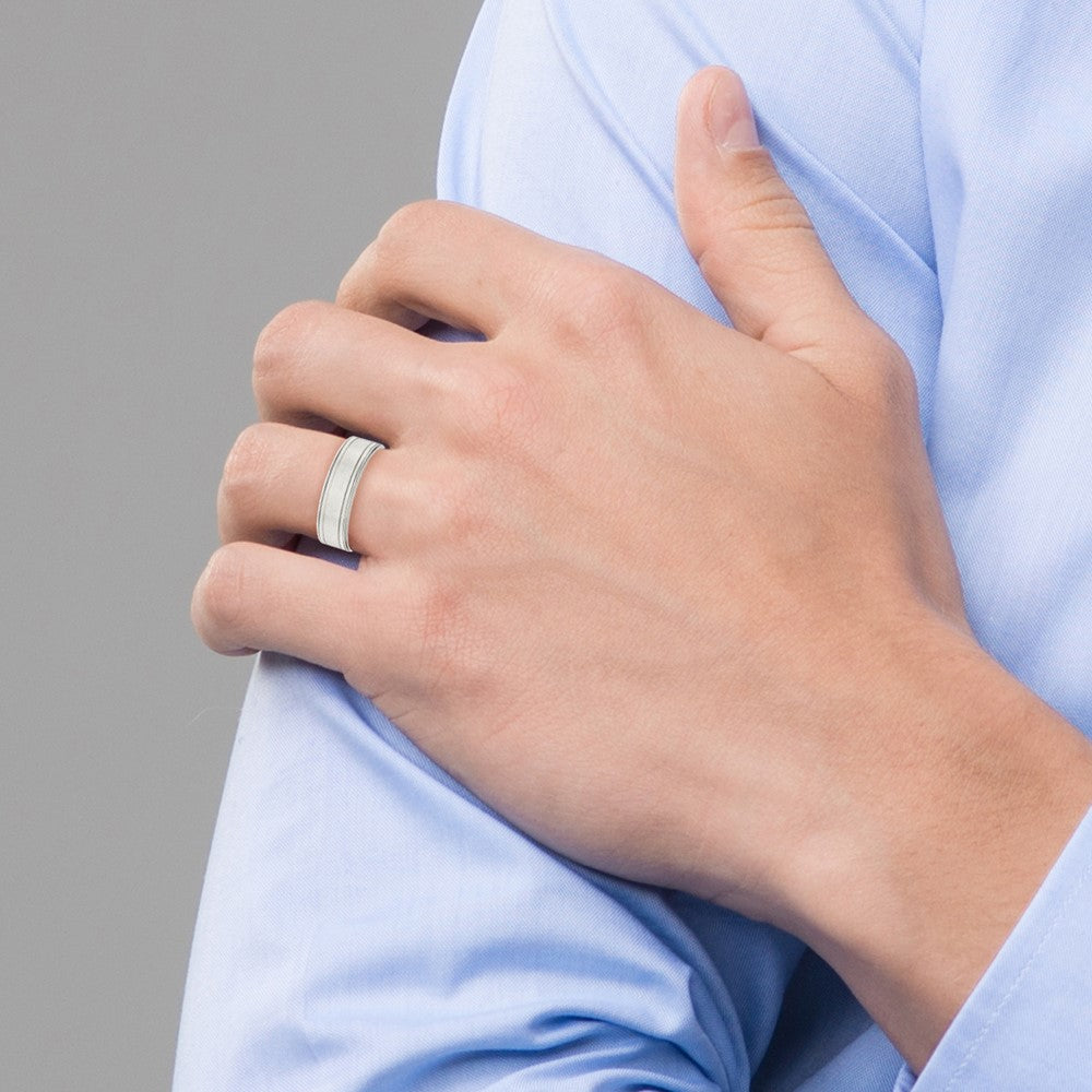 Sterling Silver 6mm Brushed Grooved Band