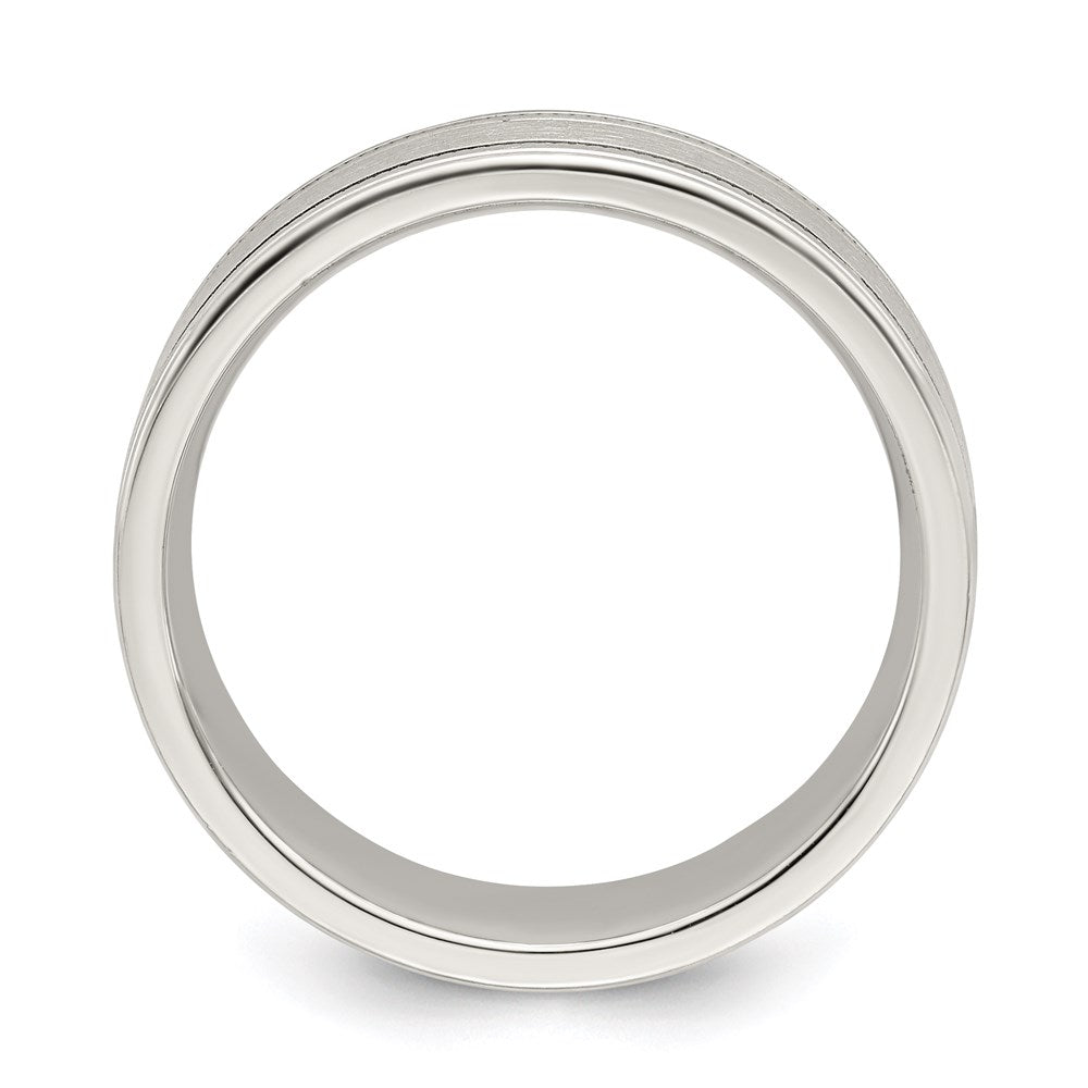 Sterling Silver 6mm Brushed Grooved Band